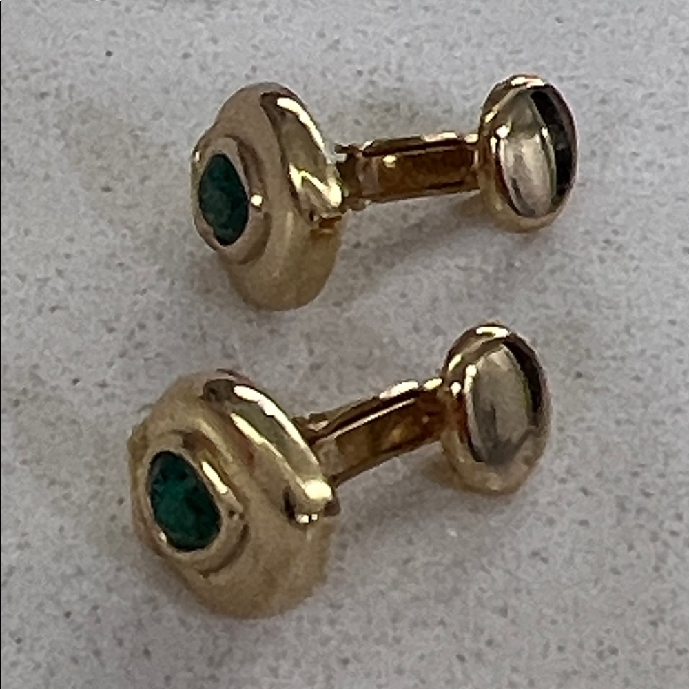 Christian Dior vintage Elegant Gold and Green clip on earrings. Made in Germany - Picture 12 of 16